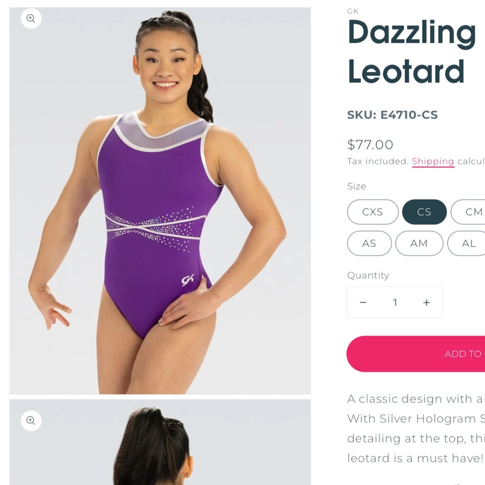 NWT GK CM Dazzling Purple Leotard - Picture 7 of 7